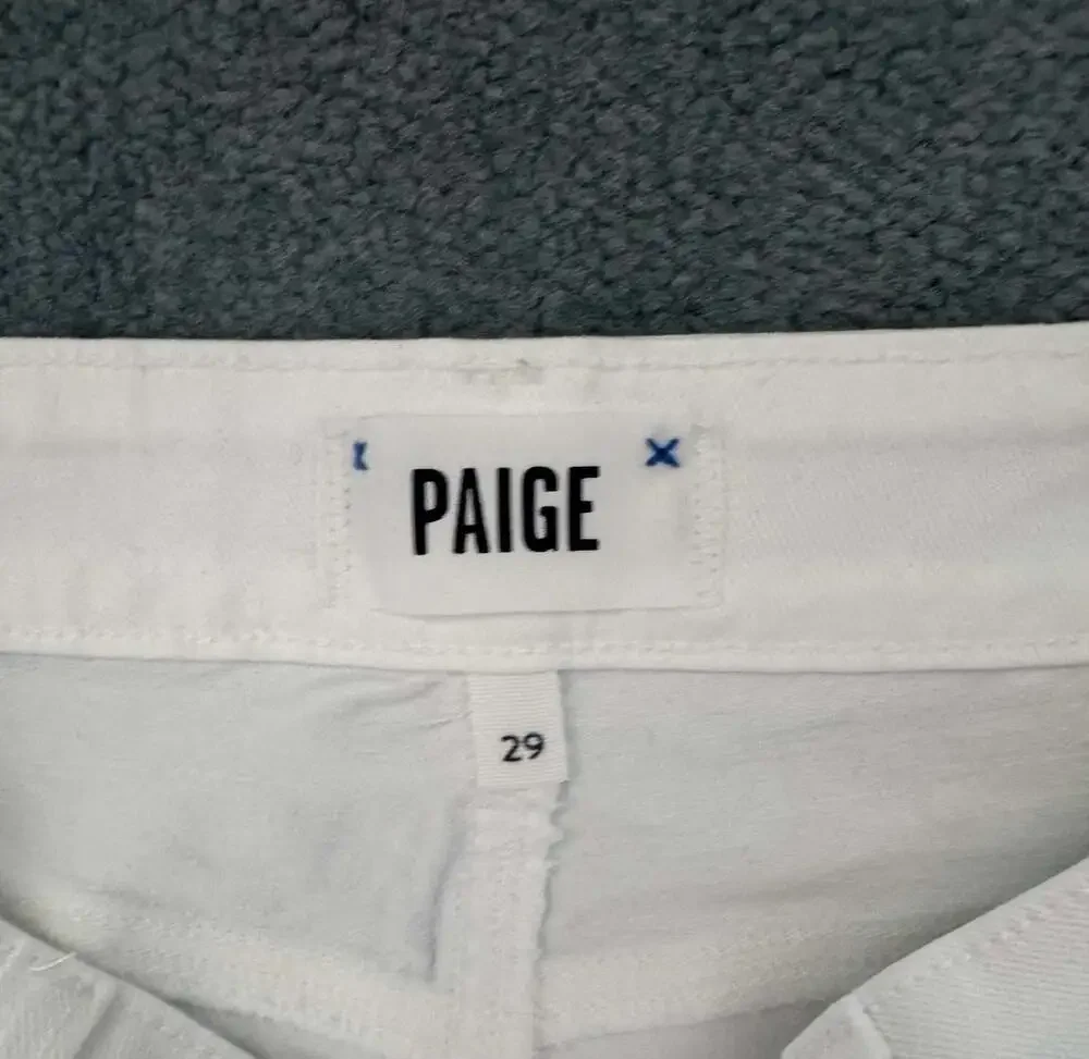 PAIGE Anessa High Rise Wide Leg Cropped Ankle Raw Hem Jeans in White 29 - Picture 8 of 9